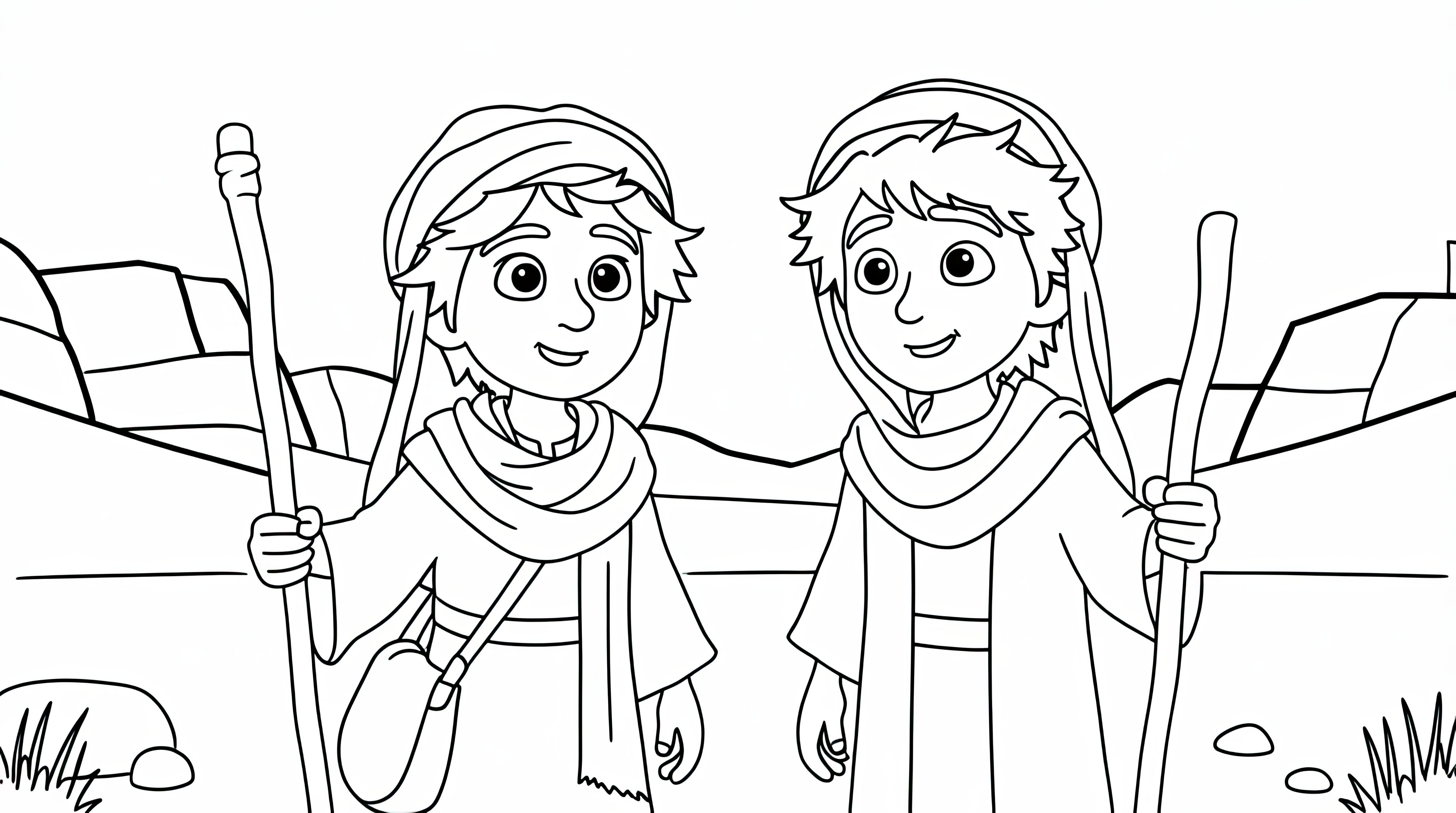 Two shepherds coloring page from The Birth of Jesus